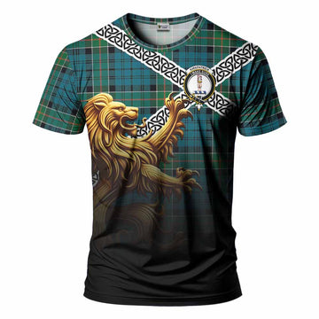 Kirkpatrick Crest Tartan T-Shirt with Golden Lion Emblem Celtic Style Kid's Shirt - Tartan Vibes Clothing