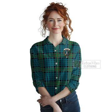 Kirkpatrick Tartan Women's Casual Shirt with Family Crest Celtic Skull Style