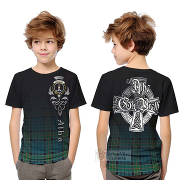 Kirkpatrick Tartan Kid T-Shirt Featuring Alba Gu Brath Family Crest Celtic Inspired