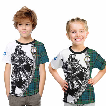 Kirkpatrick Tartan Clan Crest Kid T-Shirt with Highlander Warrior Celtic Style