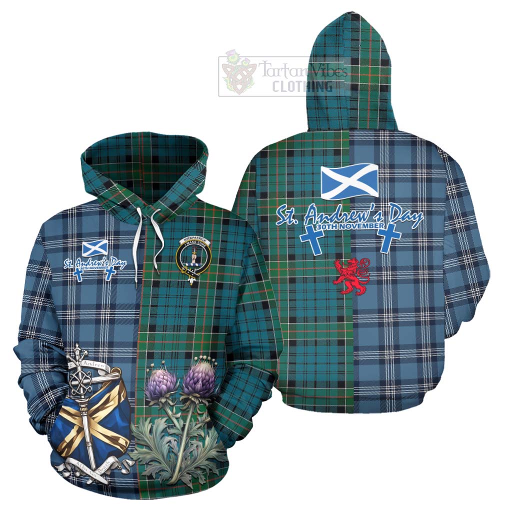 Tartan Vibes Clothing Kirkpatrick Tartan Hoodie Happy St. Andrew's Day Half Tartan Style