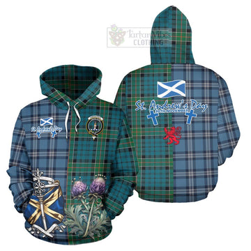 Kirkpatrick Tartan Hoodie Happy St. Andrew's Day Half Tartan Style