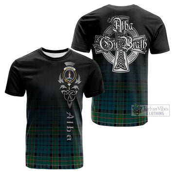 Kirkpatrick Tartan Cotton T-shirt Featuring Alba Gu Brath Family Crest Celtic Inspired