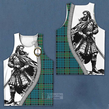 Kirkpatrick Tartan Clan Crest Men's Tank Top with Highlander Warrior Celtic Style