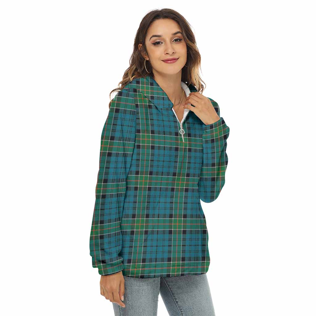 Tartan Vibes Clothing Kirkpatrick Tartan Women's Borg  Half Zip Fleece Hoodie