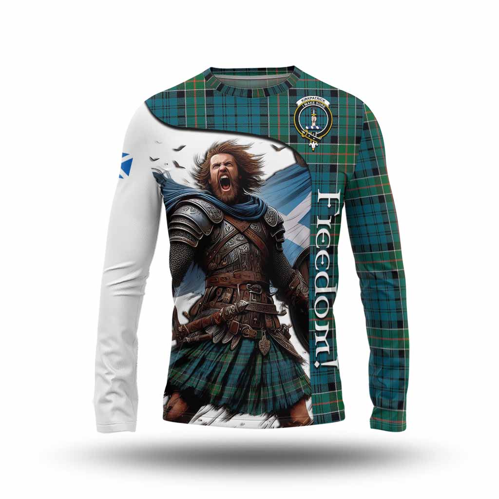 Tartan Vibes Clothing Kirkpatrick Crest Tartan Long Sleeve T-Shirt Inspired by the Freedom of Scottish Warrior