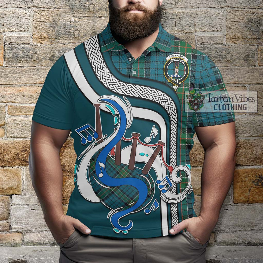 Tartan Vibes Clothing Kirkpatrick Tartan Polo Shirt with Epic Bagpipe Style