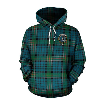 Kirkpatrick Tartan Cotton Hoodie with Family Crest Celtic Skull Style