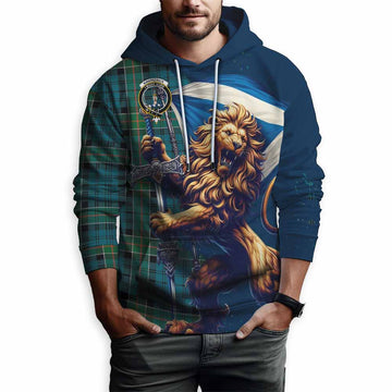 Kirkpatrick Tartan Family Crest Hoodie with Scottish Majestic Lion