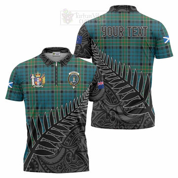 Kirkpatrick Crest Tartan Zipper Polo Shirt with New Zealand Silver Fern Half Style