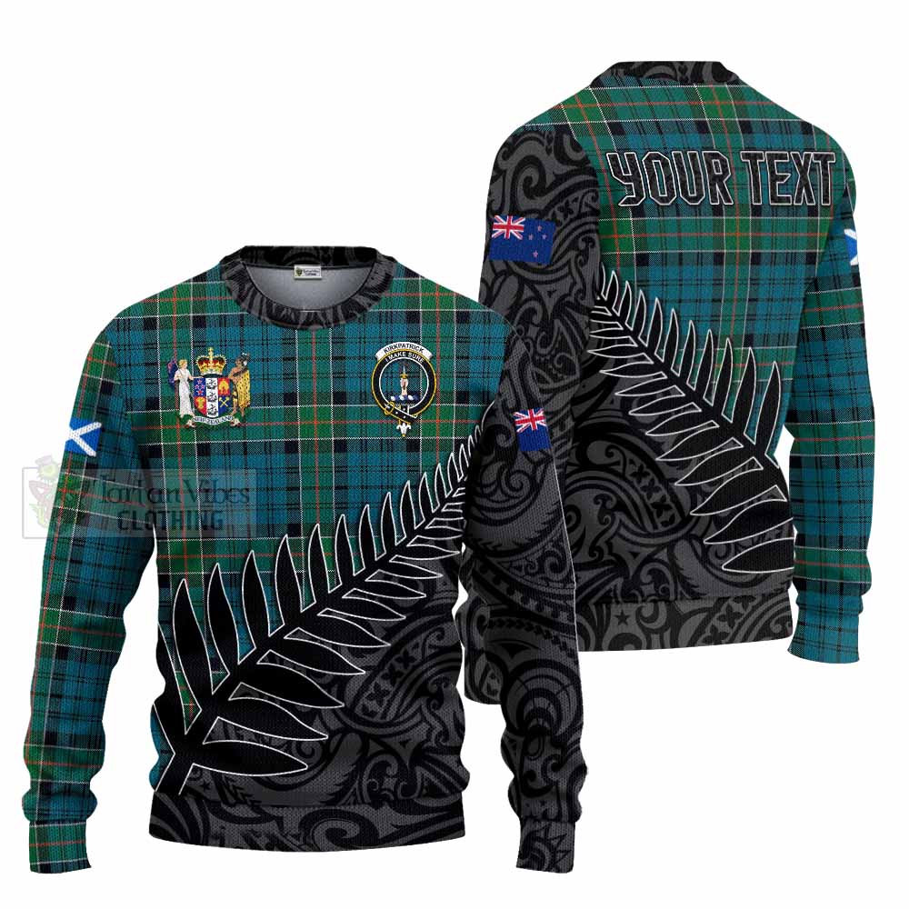 Tartan Vibes Clothing Kirkpatrick Crest Tartan Knitted Sweater with New Zealand Silver Fern Half Style