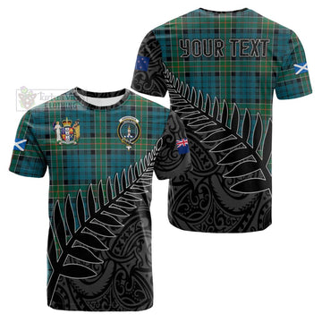 Kirkpatrick Crest Tartan Cotton T-shirt with New Zealand Silver Fern Half Style