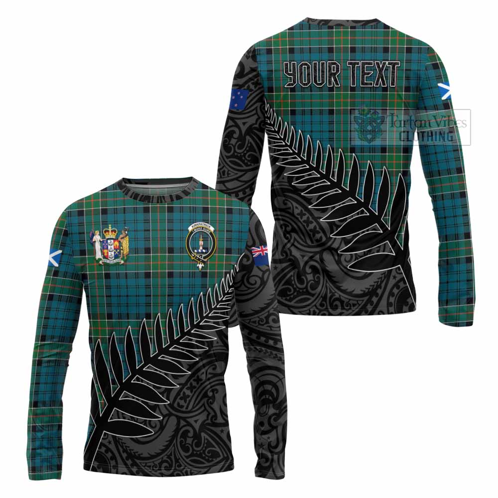 Tartan Vibes Clothing Kirkpatrick Crest Tartan Long Sleeve T-Shirt with New Zealand Silver Fern Half Style