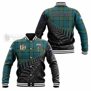 Kirkpatrick Crest Tartan Baseball Jacket with New Zealand Silver Fern Half Style