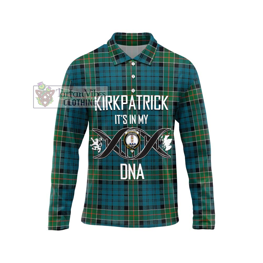 Kirkpatrick Tartan Long Sleeve Polo Shirt with Family Crest DNA In Me Style Unisex - Tartanvibesclothing Shop