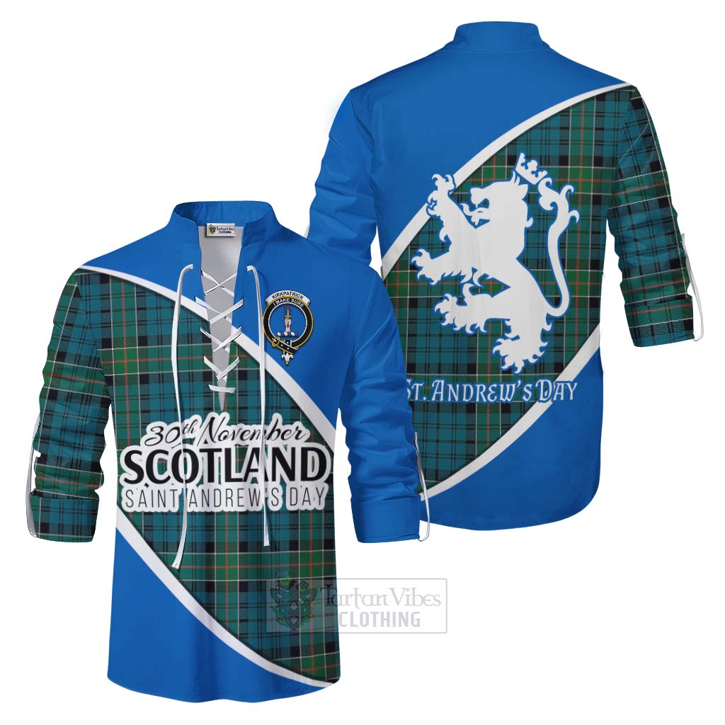 Tartan Vibes Clothing Kirkpatrick Family Crest Tartan Ghillie Kilt Shirt Celebrate Saint Andrew's Day in Style