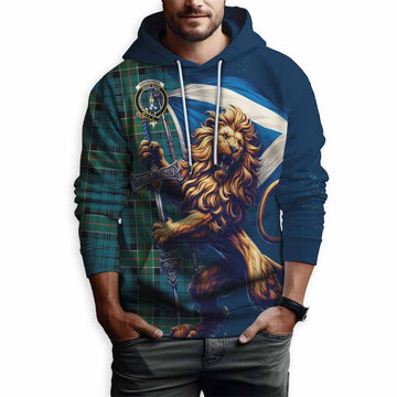 Kirkpatrick Tartan Family Crest Hoodie with Scottish Majestic Lion