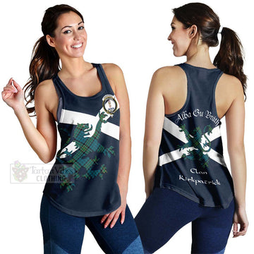 Kirkpatrick Tartan Lion Rampant Women's Racerback Tanks  Proudly Display Your Heritage with Alba Gu Brath and Clan Name