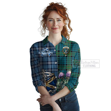 Kirkpatrick Tartan Women's Casual Shirt Happy St. Andrew's Day Half Tartan Style