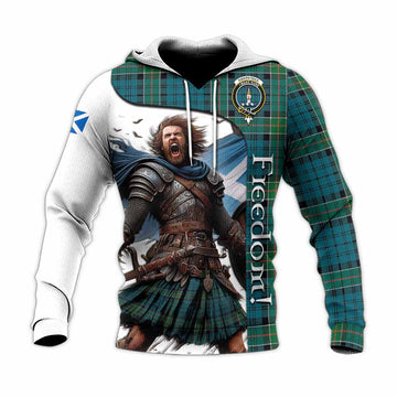 Kirkpatrick Crest Tartan Knitted Hoodie Inspired by the Freedom of Scottish Warrior