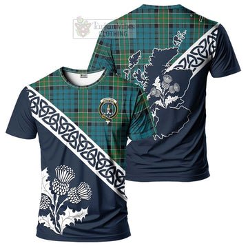 Kirkpatrick Tartan T-Shirt Featuring Thistle and Scotland Map