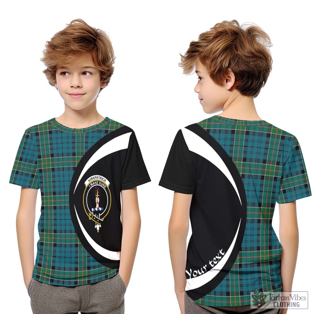 Kirkpatrick Tartan Kid T-Shirt with Family Crest Circle Style Youth XL Size14 - Tartan Vibes Clothing