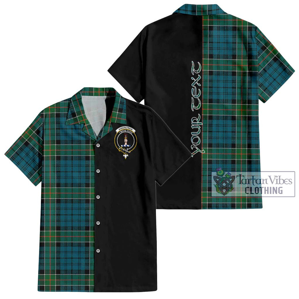 Kirkpatrick Tartan Short Sleeve Button Shirt with Family Crest and Half Of Me Style Kid - Tartanvibesclothing Shop