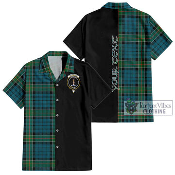 Kirkpatrick Tartan Short Sleeve Button Shirt with Family Crest and Half Of Me Style