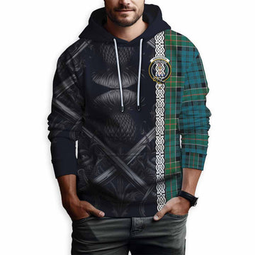 Kirkpatrick Tartan Hoodie with Family Crest Cross Sword Thistle Celtic Vibes