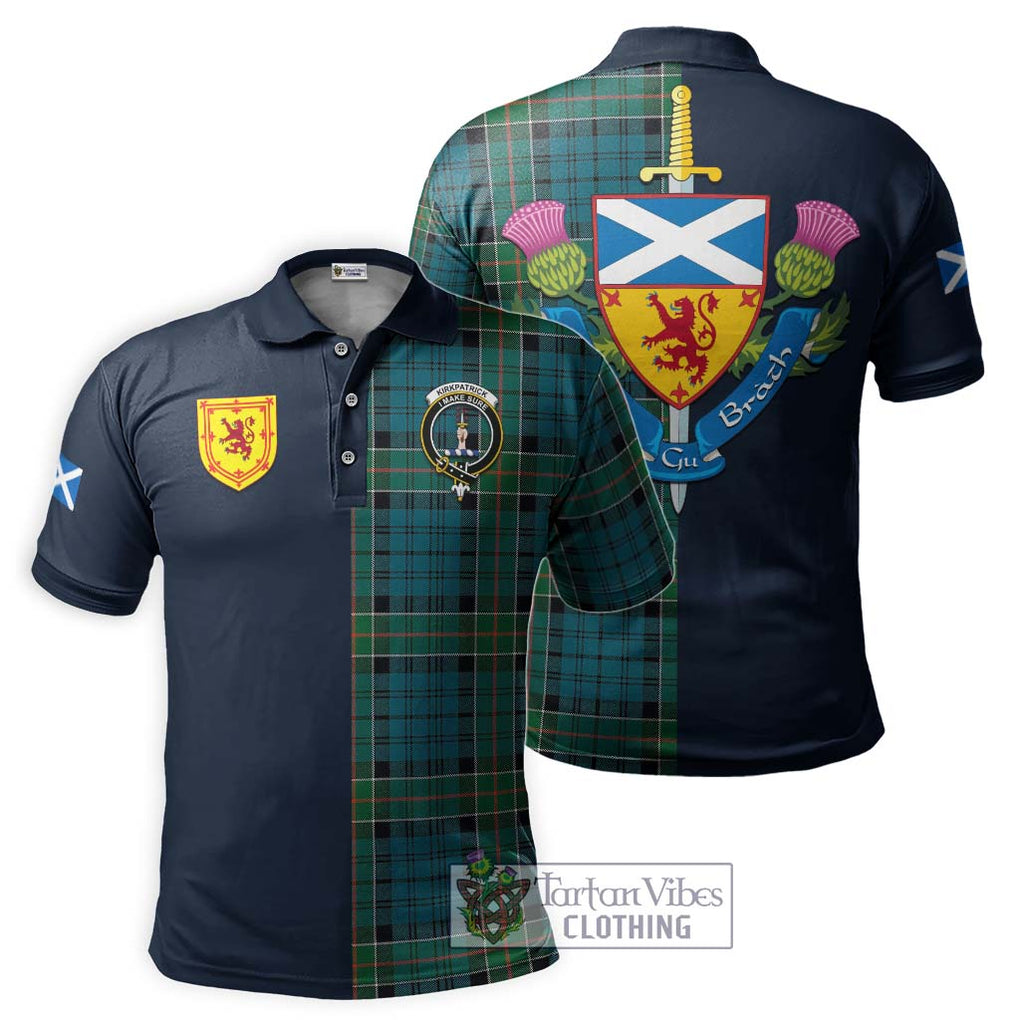 Tartan Vibes Clothing Kirkpatrick Tartan Polo Shirt with Scottish Lion Royal Arm Half Style