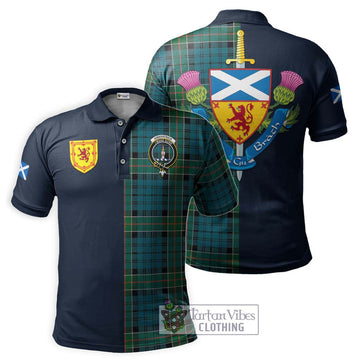 Kirkpatrick Tartan Polo Shirt Alba with Scottish Lion Royal Arm Half Style