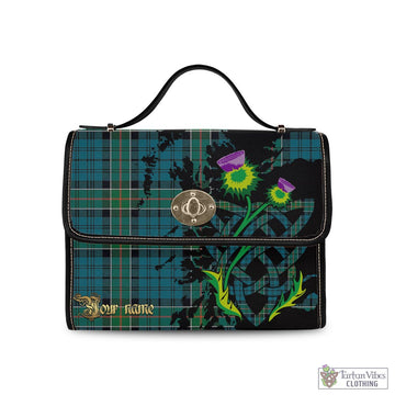 Kirkpatrick Tartan Waterproof Canvas Bag with Scotland Map and Thistle Celtic Accents