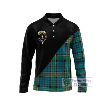 Kirkpatrick Tartan Long Sleeve Polo Shirt with Family Crest and Military Logo Style