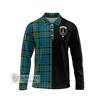 Kirkpatrick Tartan Long Sleeve Polo Shirt with Family Crest and Half Of Me Style