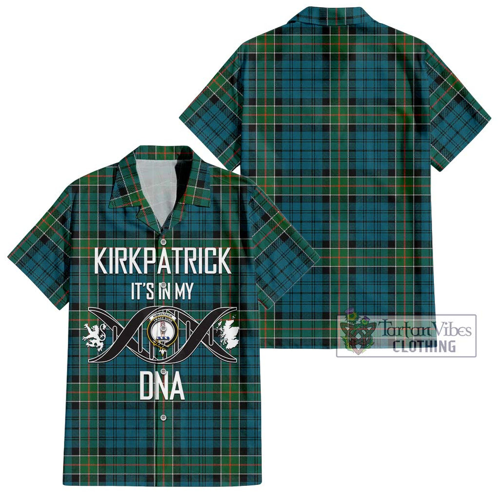 Kirkpatrick Tartan Short Sleeve Button Shirt with Family Crest DNA In Me Style Kid - Tartanvibesclothing Shop