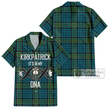 Kirkpatrick Tartan Short Sleeve Button Shirt with Family Crest DNA In Me Style