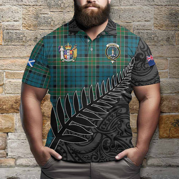 Kirkpatrick Crest Tartan Polo Shirt with New Zealand Silver Fern Half Style