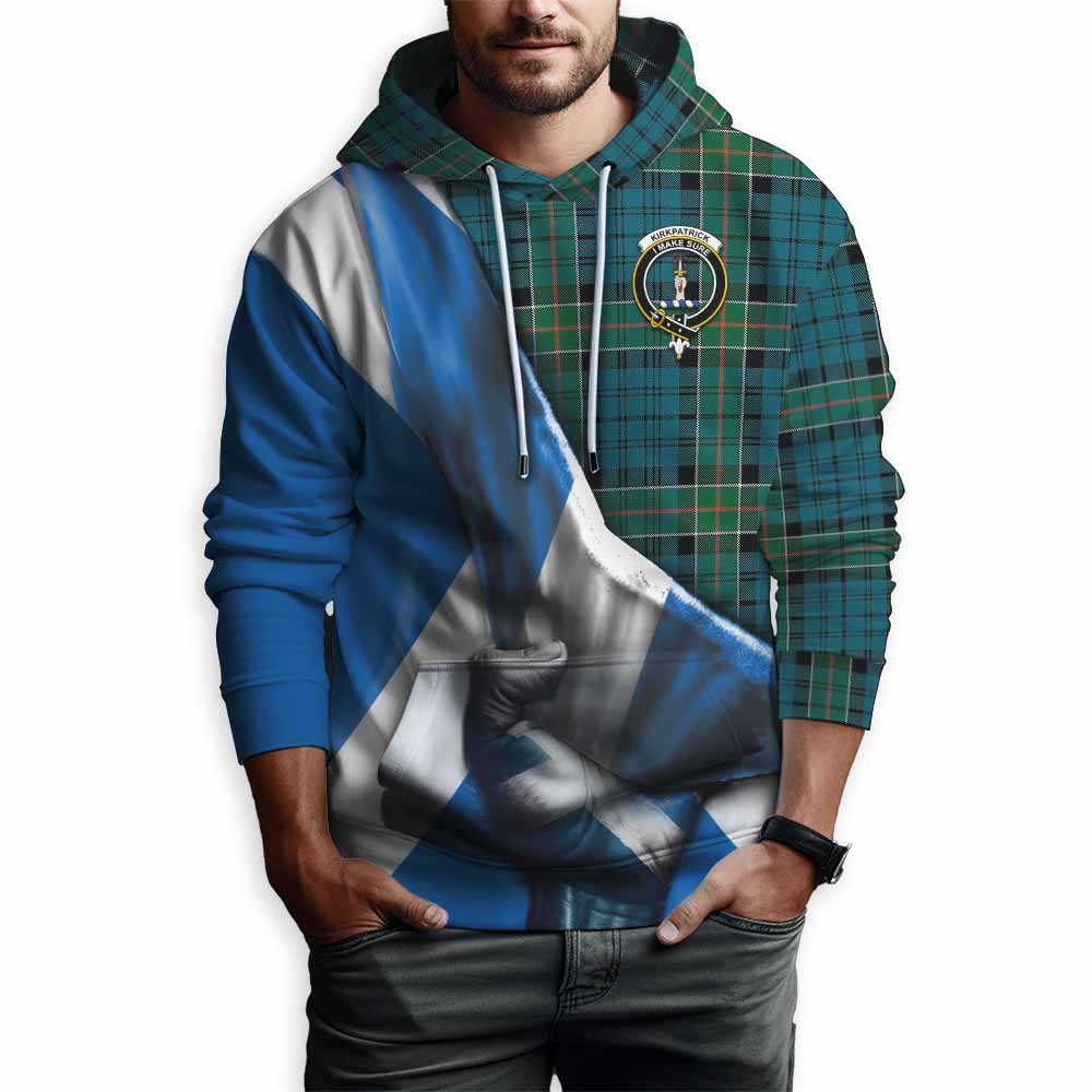 Tartan Vibes Clothing Kirkpatrick Tartan Hoodie with Family Crest Scotland Patriotic Style