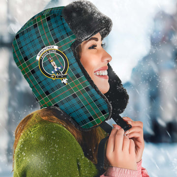 Kirkpatrick Tartan Winter Trapper Hat with Family Crest