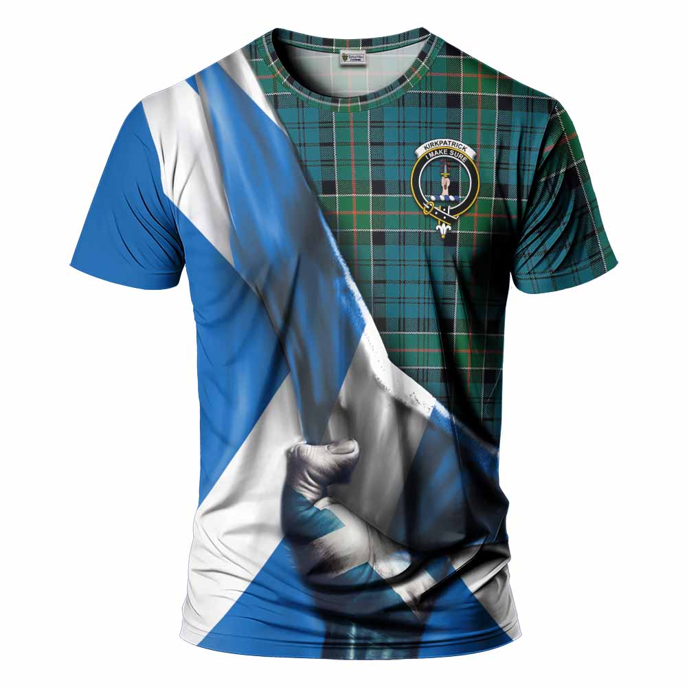 Tartan Vibes Clothing Kirkpatrick Tartan T-Shirt with Family Crest Scotland Patriotic Style