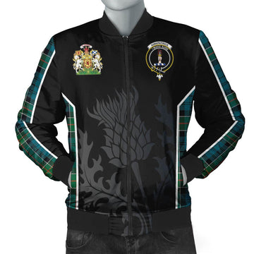 Kirkpatrick Tartan Bomber Jacket with Family Crest and Scottish Thistle Vibes Sport Style