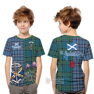 Kirkpatrick Tartan Kid T-Shirt Happy St. Andrew's Day Half Tartan Style