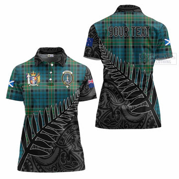 Kirkpatrick Crest Tartan Women's Polo Shirt with New Zealand Silver Fern Half Style