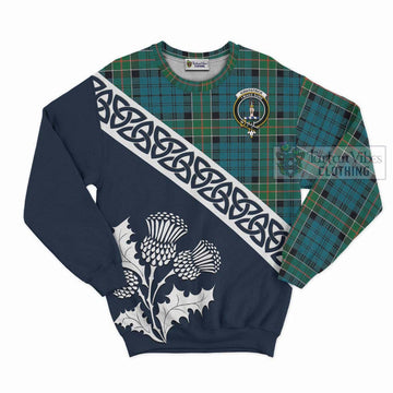 Kirkpatrick Tartan Sweatshirt Featuring Thistle and Scotland Map