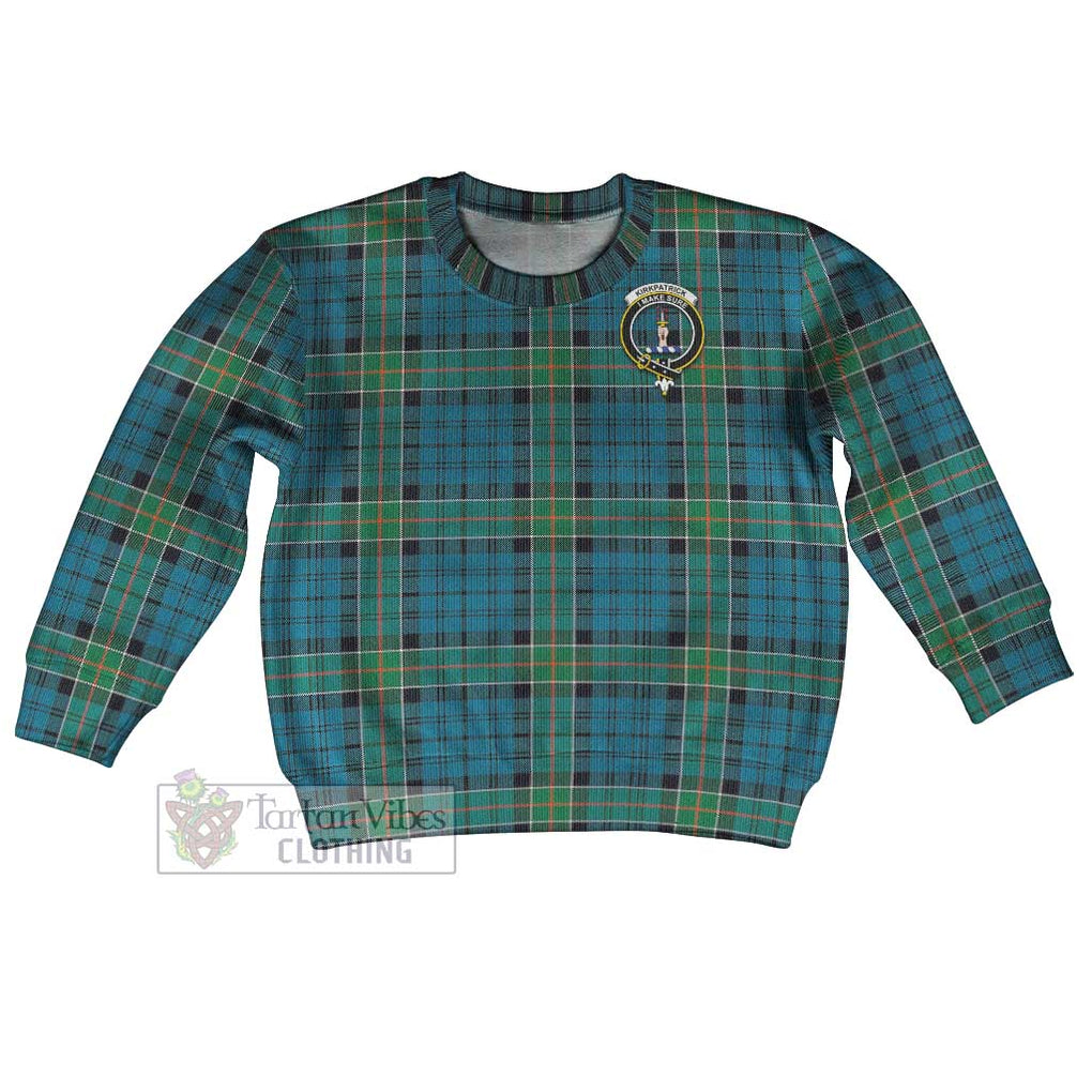 Tartan Vibes Clothing Kirkpatrick Tartan Kid Ugly Sweater with Family Crest