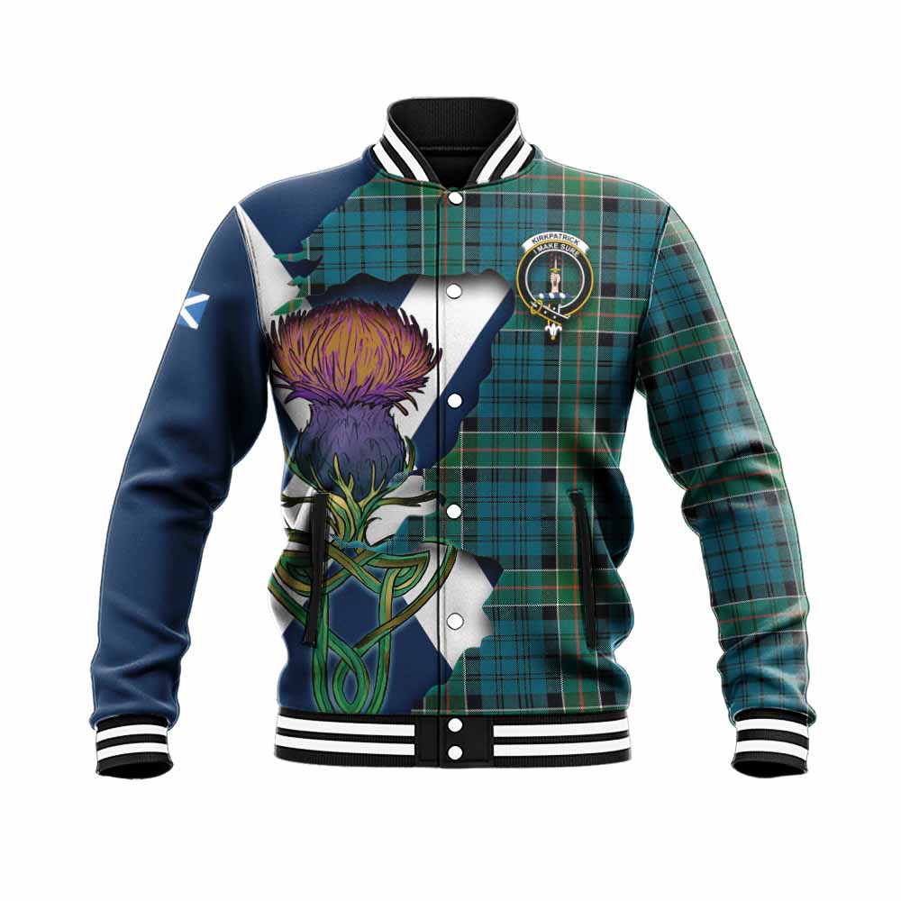 Kirkpatrick Tartan Family Crest Baseball Jacket Scottish Thistle Celtic Inspired Unisex - Tartan Vibes Clothing