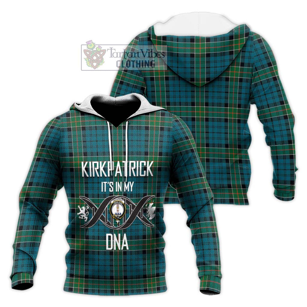 Kirkpatrick Tartan Knitted Hoodie with Family Crest DNA In Me Style Unisex Knitted Pullover Hoodie - Tartanvibesclothing Shop