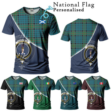 Kirkpatrick Tartan T-Shirt with Personalised National Flag and Family Crest Half Style