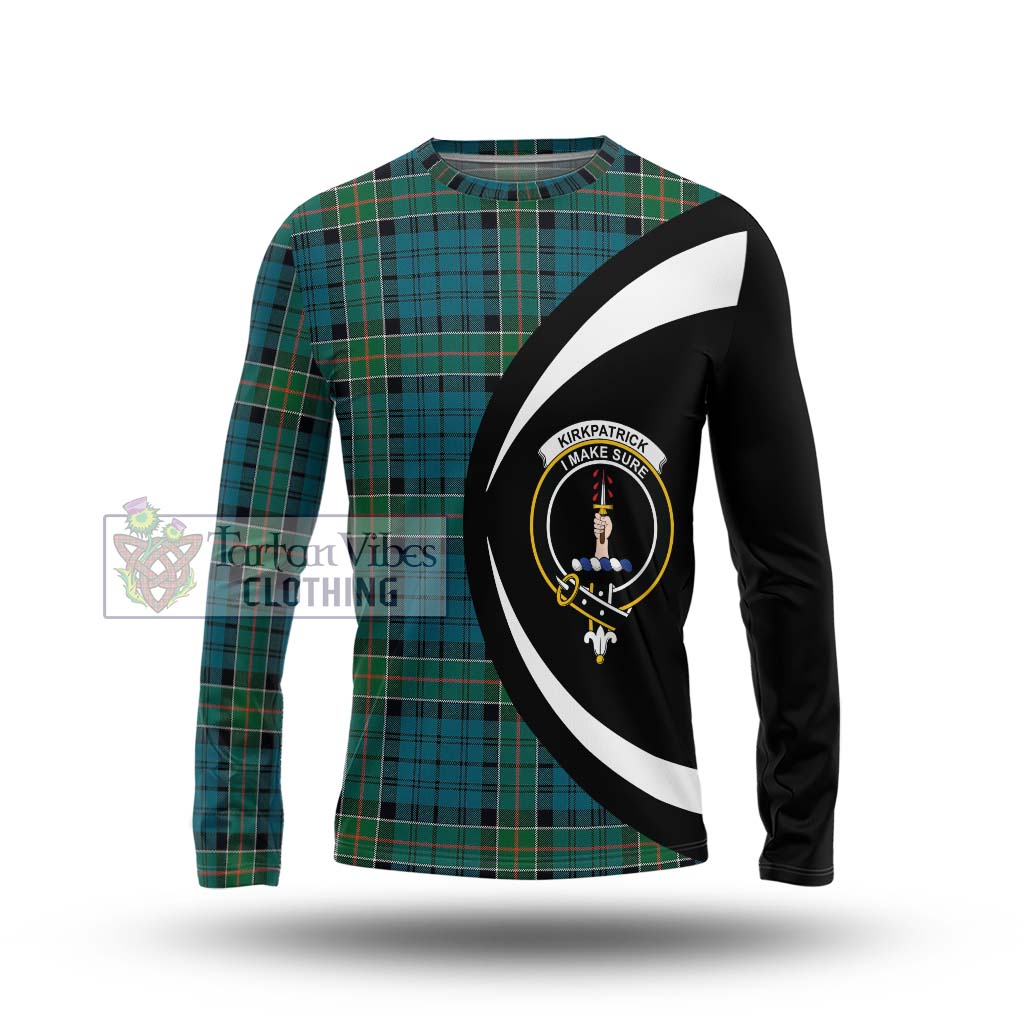 Kirkpatrick Tartan Long Sleeve T-Shirt with Family Crest Circle Style Unisex - Tartan Vibes Clothing