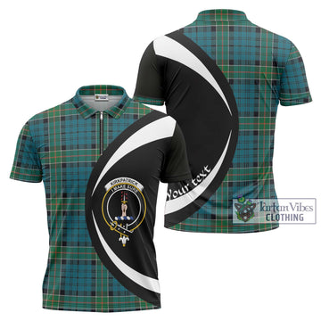 Kirkpatrick Tartan Zipper Polo Shirt with Family Crest Circle Style